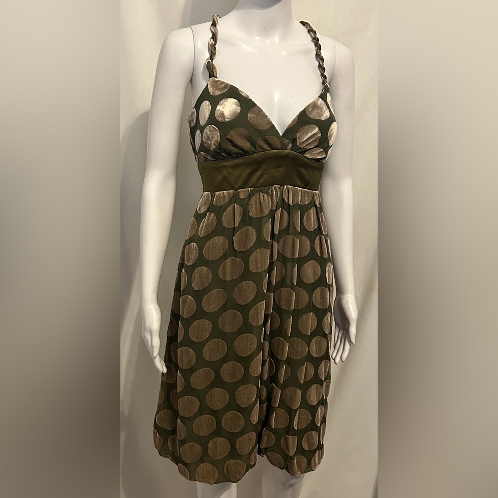 Voom by Joy Han L Silk Polka Dot Braided Dress Boho Fairycore Retro Whimsigoth
